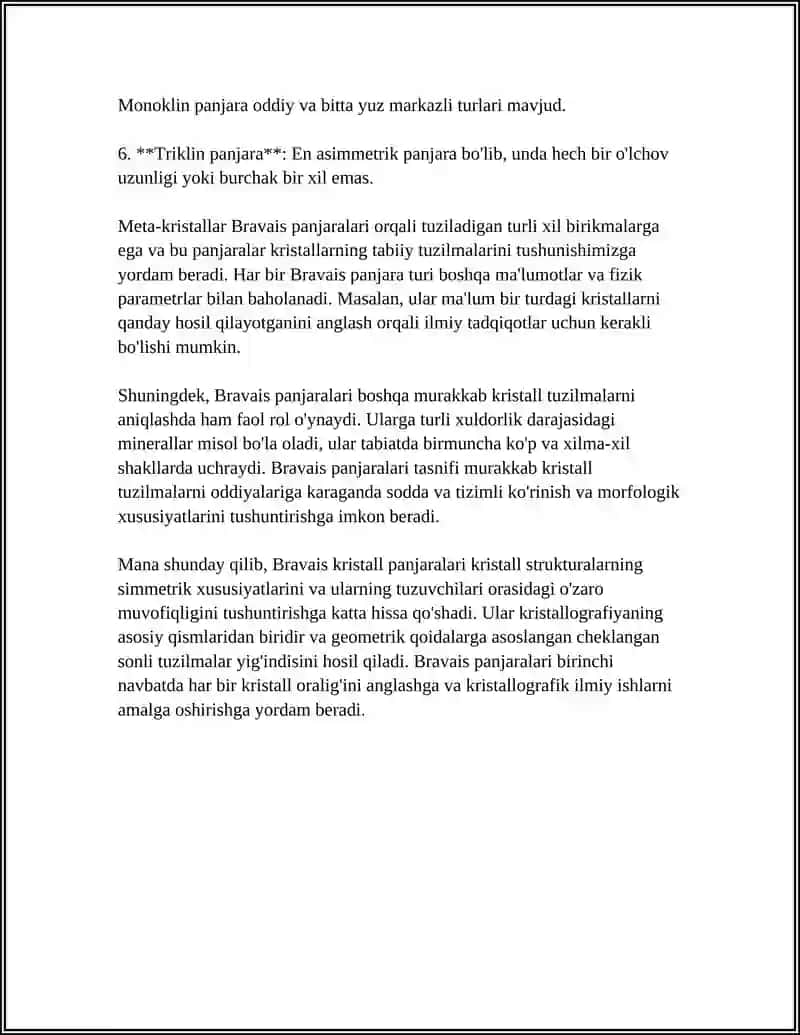 KRISTALL PANJARALARNING TURLARI 4