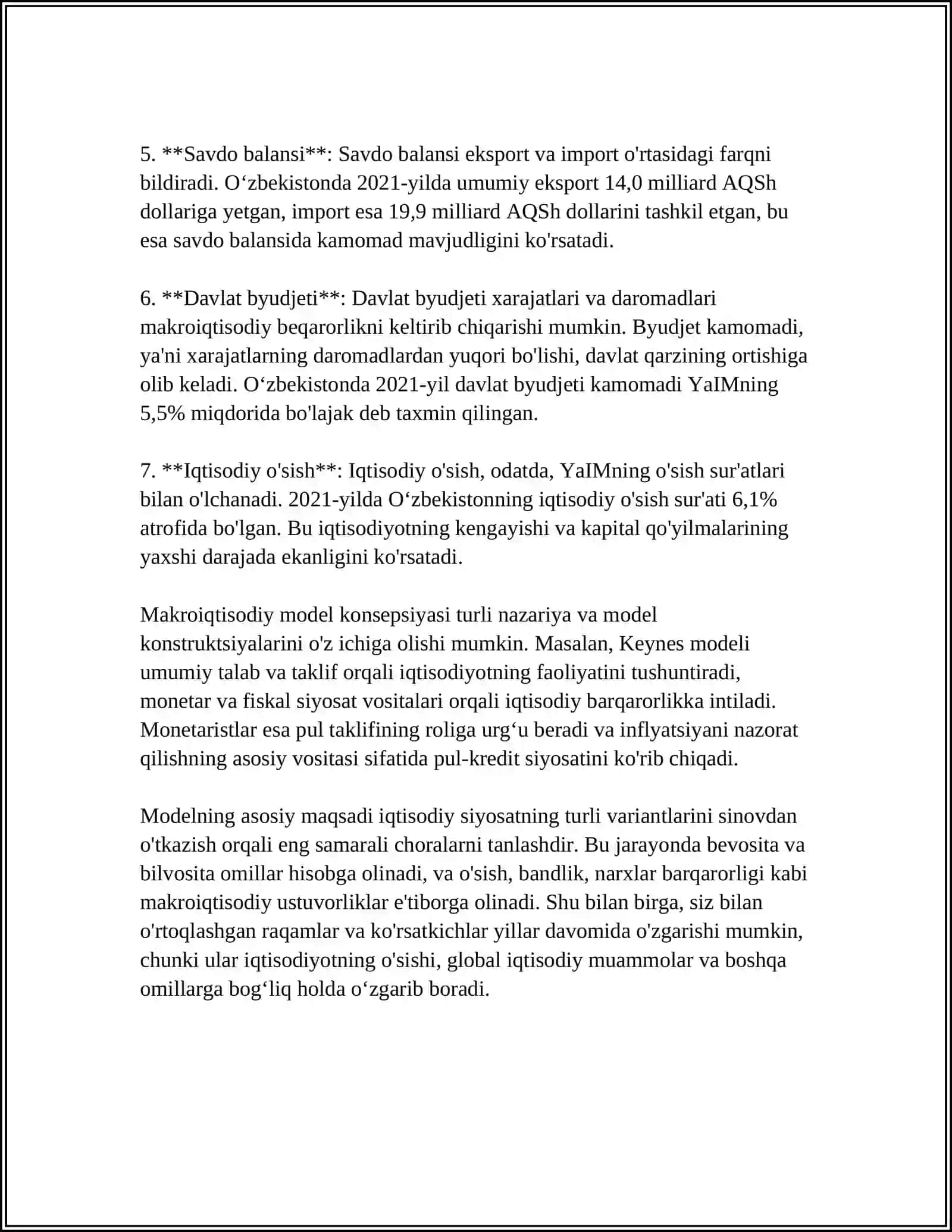 MAKROIQTISODIY TIZIMLARNING DINAMIK MODELLARI 4