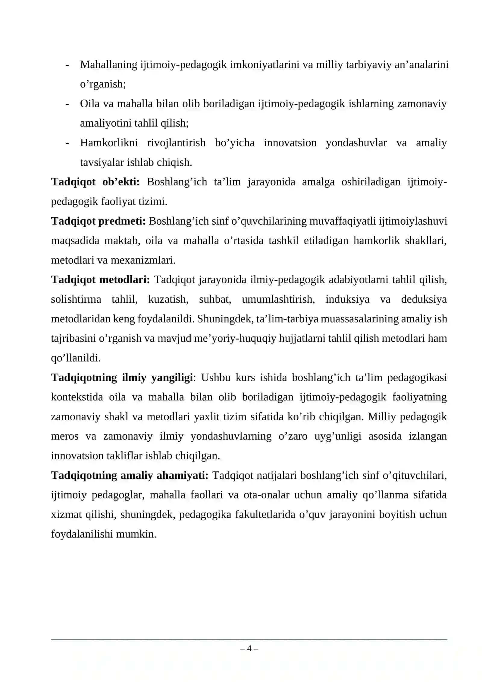 OILA, MAHALLA BILAN OLIB BORILADIGAN IJTIMOIY PEDAGOGIK FAOLIYAT 4
