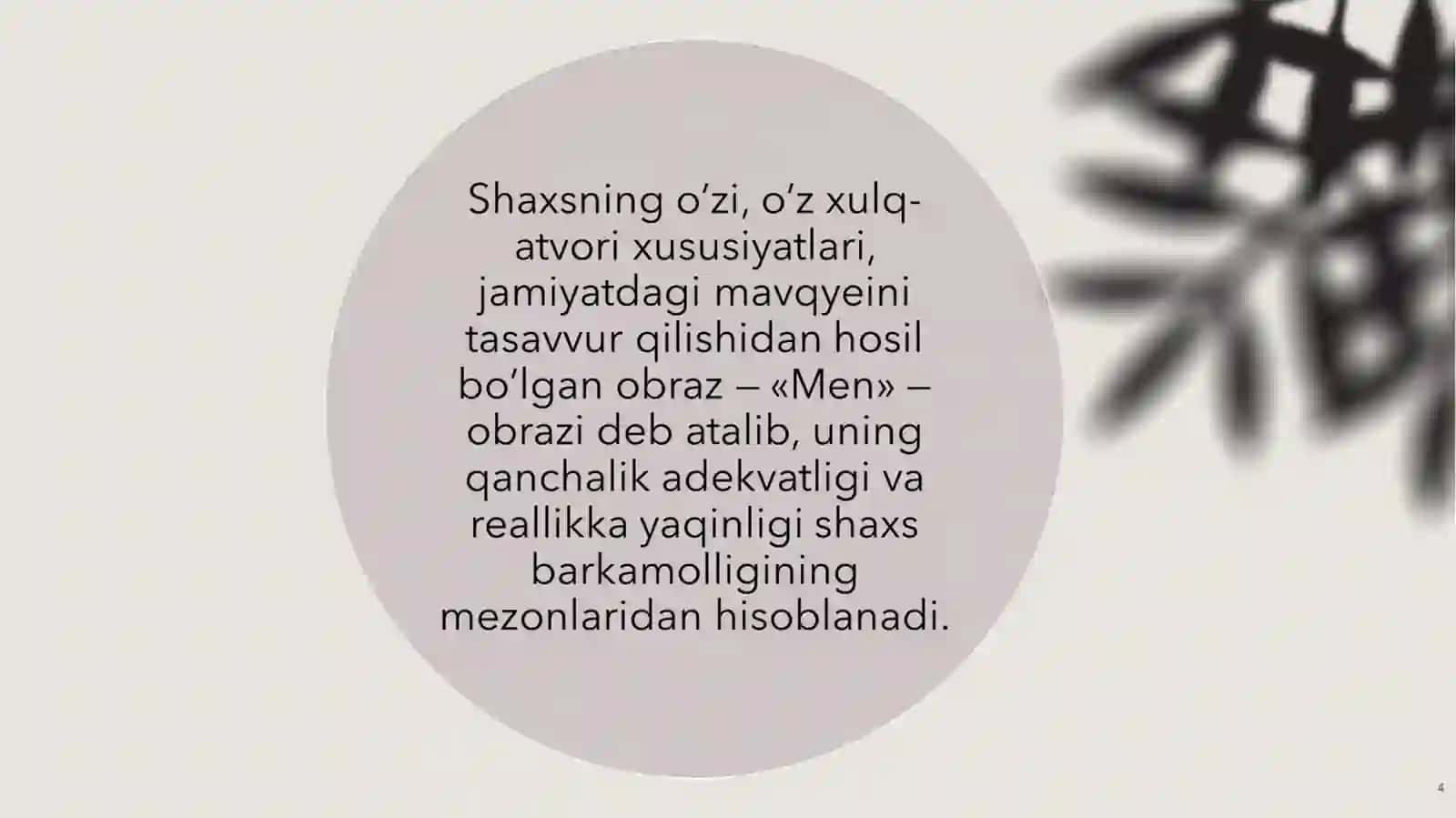 Shaxsning oʻzi oʻzini anglash masalasida sharq mutafakkirlarining qarashlari 4