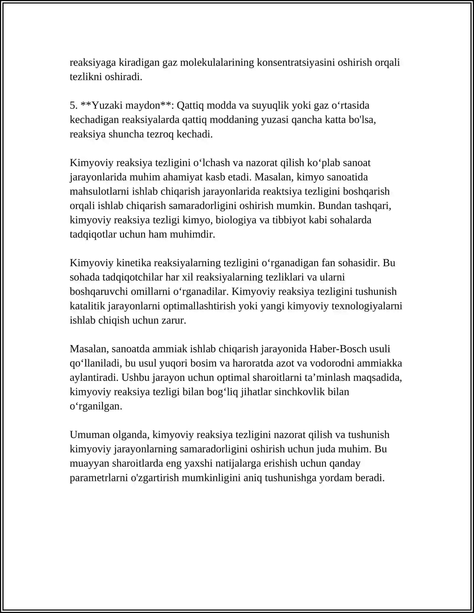 KIMYOVIY REAKSIYA TEZLIGI VA UNGA TA’SIR ETUVCHI OMILLAR 4
