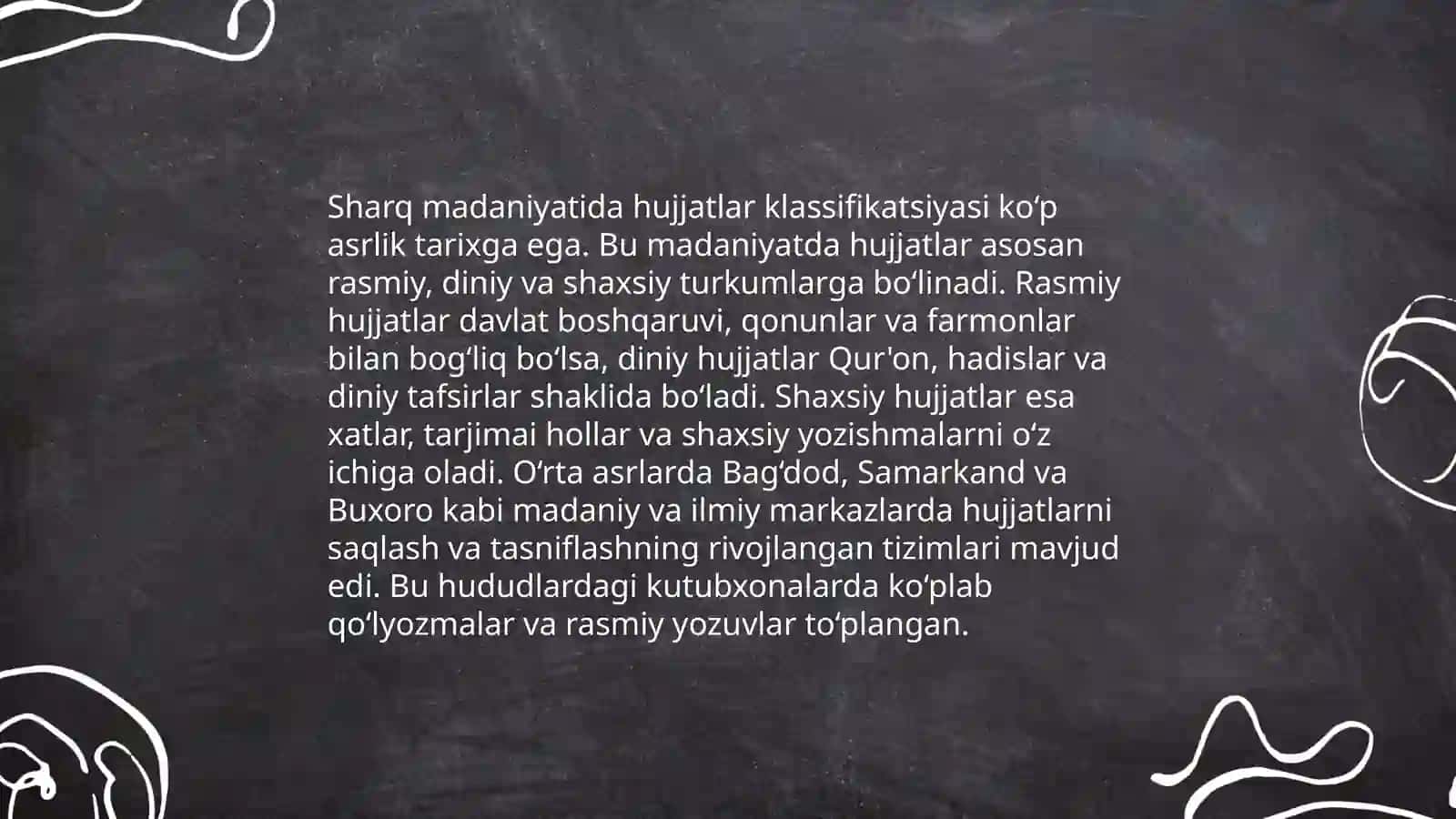 Hujjatlarni klassifikatsiyasini paydo boʻlishi.Sharqda klassifikatsiyani paydo boʻlishi 4