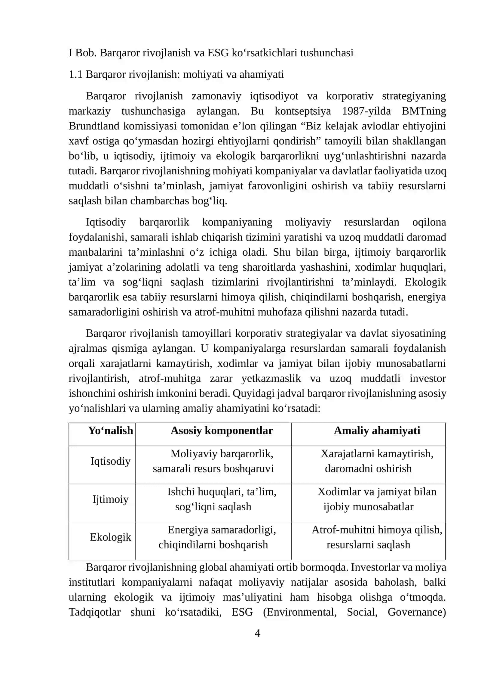 Moliyaviy hisobotda barqaror rivojlanish (ESG) ko'rsatkichlarni aks ettirish metodologiyasi 4