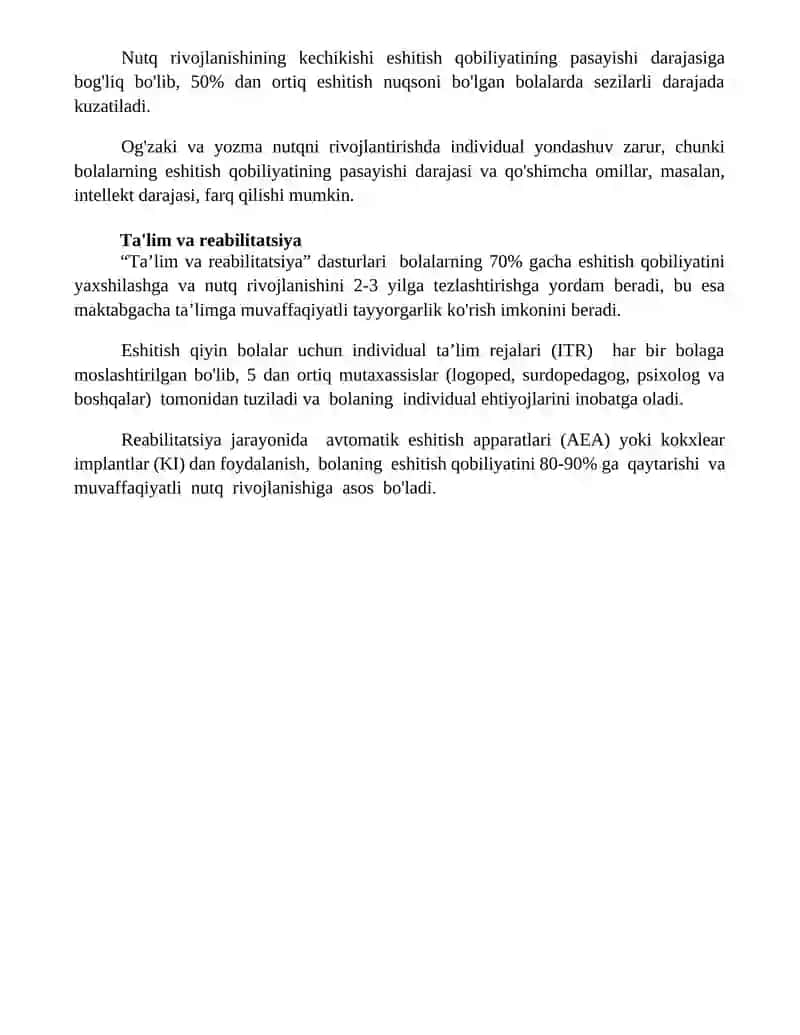 ESHITISHDA NUQSONI BOʻLGAN BOLALAR RIVOJLANISHINING ÕZIGA HOS XUSUSIYATLARI 4