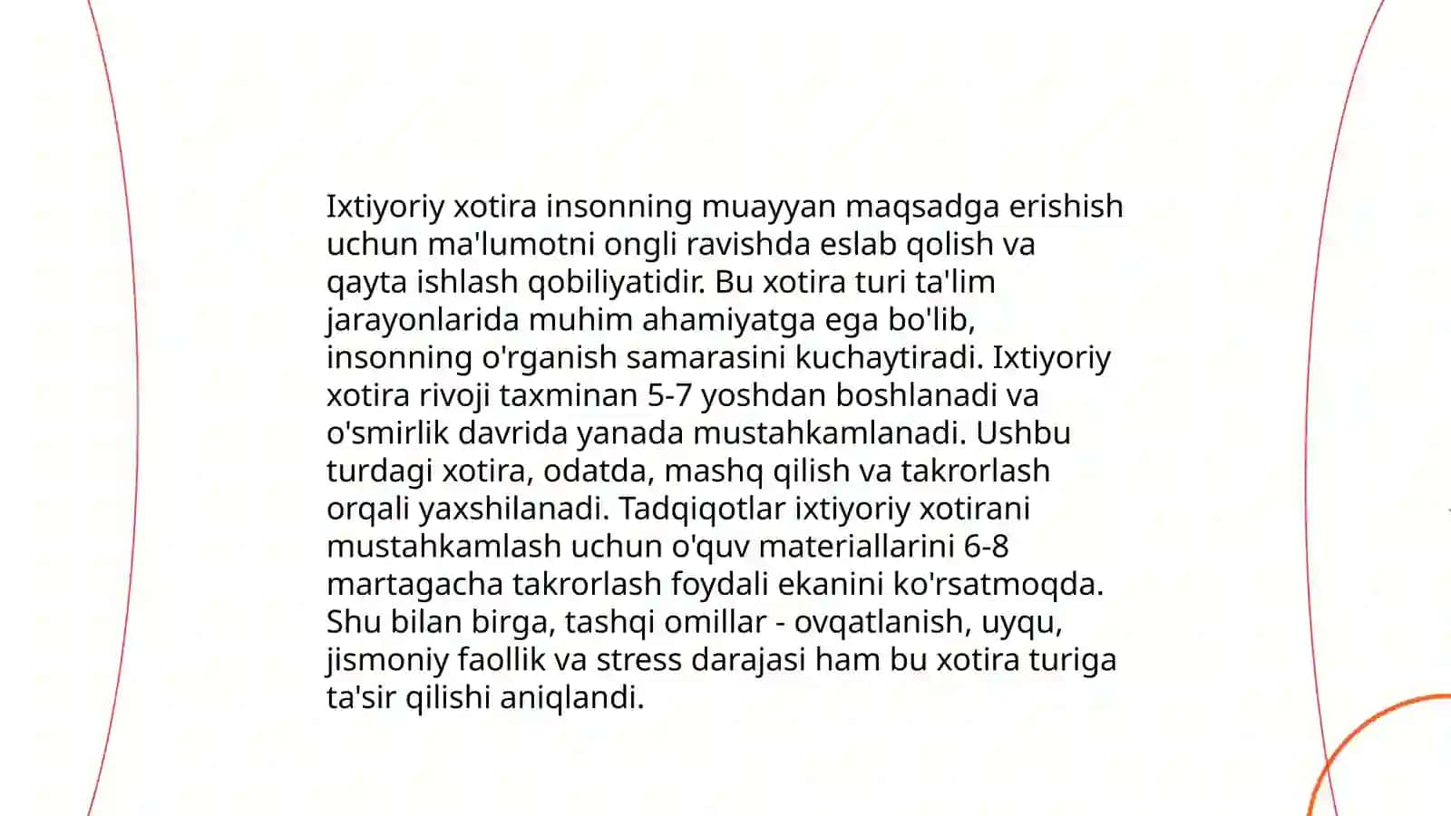 Diqqatning barqarorligi va ixtiyoriy xotiraning bog‘liqligi 4