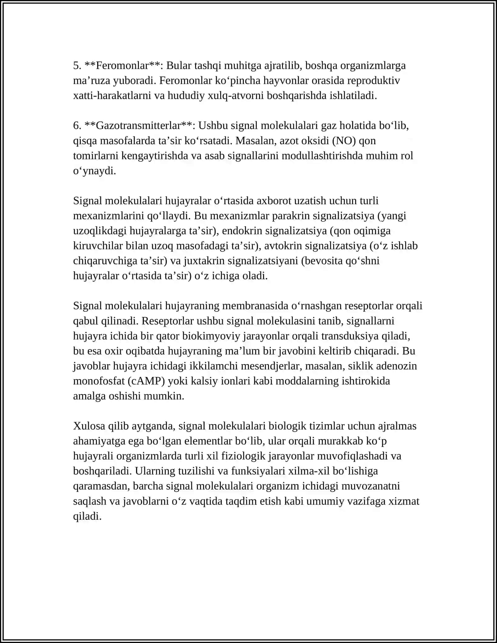 SIGNALLARNI MEMBRANALAR ORQALI O’TKAZILISHI (HUJAYRALARDAN TASHQARI, HUJAYRA ICHI, INOZITOLFOSFAT TIZIM) 4