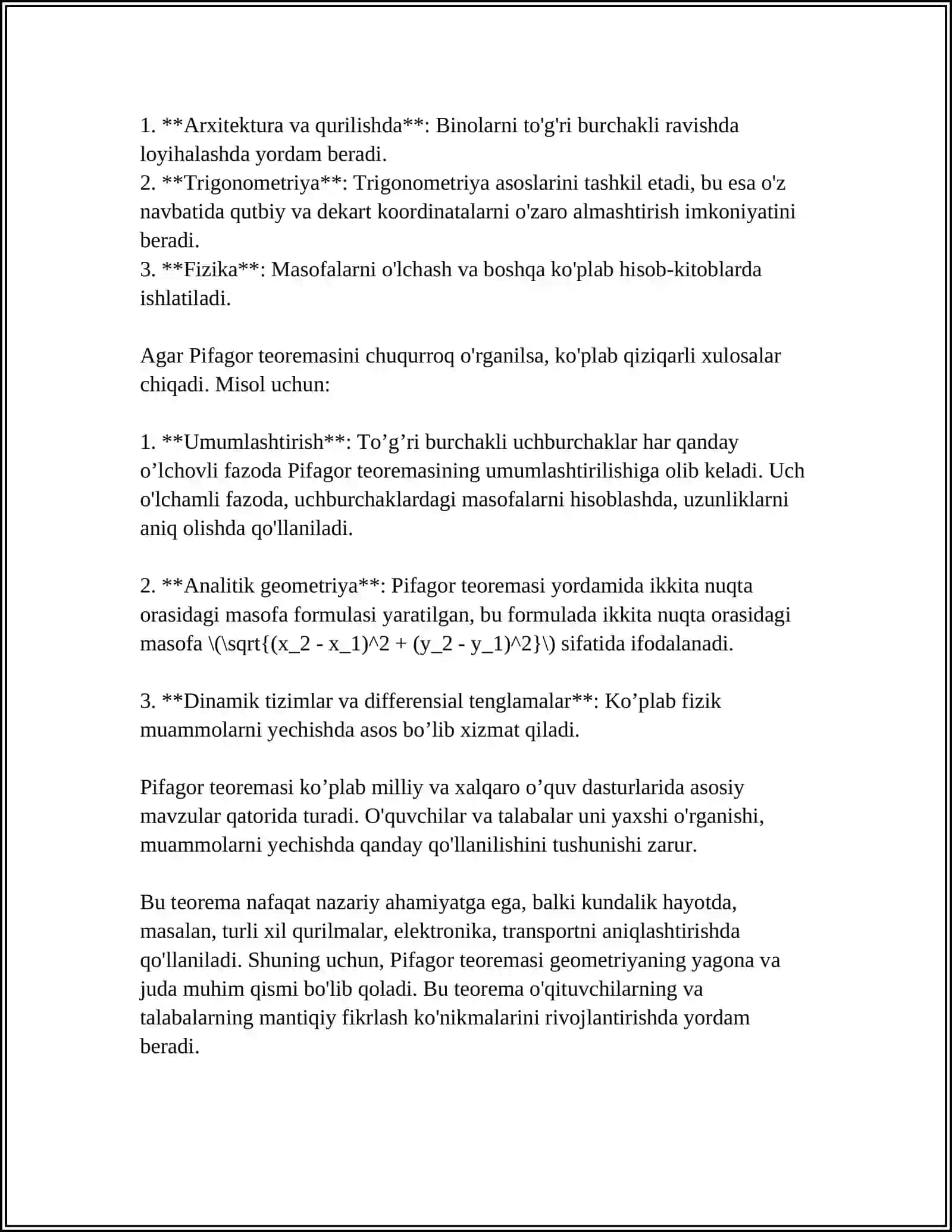 UYNI TAMIRLASHDA VA DIZAYN LOYIHASINI TAYYORLASHDA PIFAGOR TEOREMASINI TADBIGʻI 4