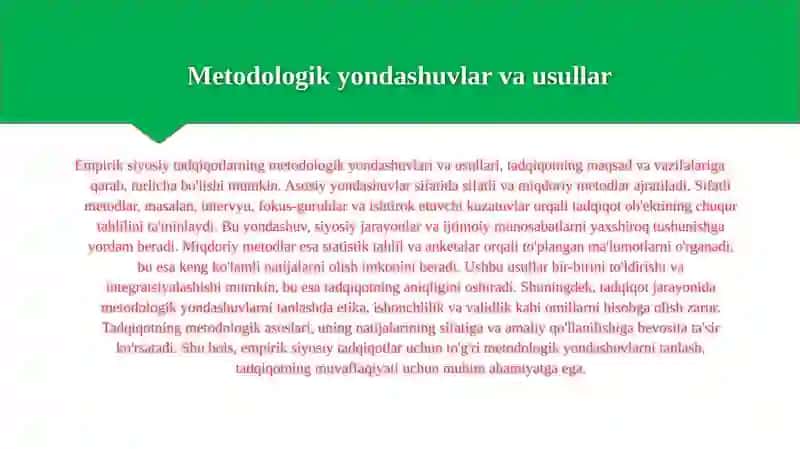 Empirik siyosiy tadqiqotlarning tashkiliy jihatlari. 4