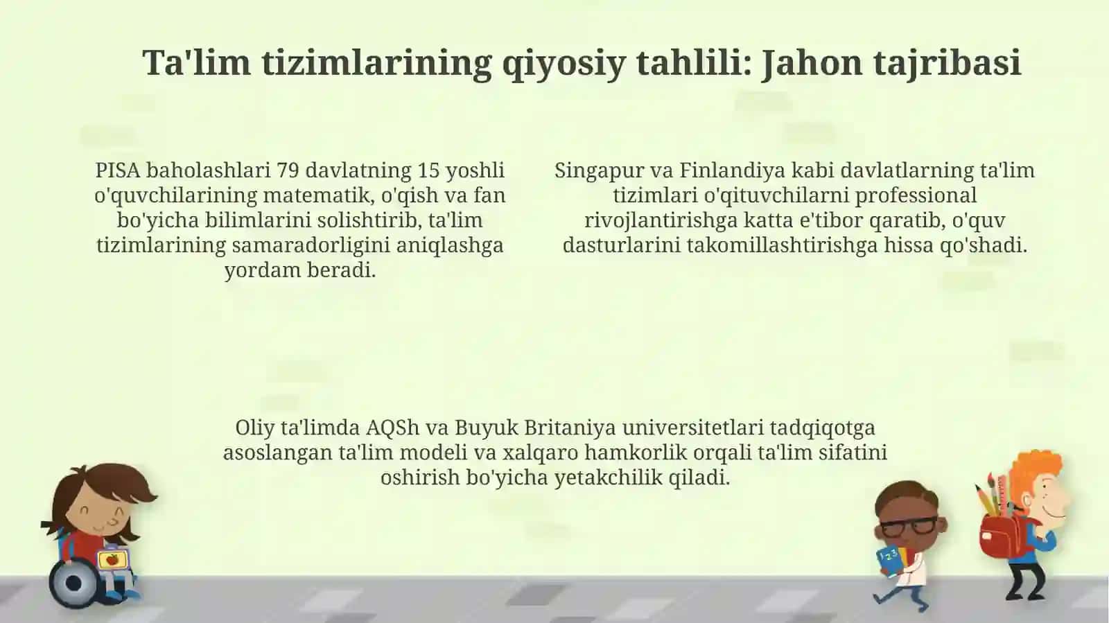 Ta'lim qonunchiligi modernizatsiyasi. Dunyoda ta'lim rivojining qiyosiy tahlili 4