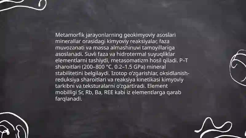 Metamorfik jarayonlar geokimyosi. Metamorfizm tushunchasi 4