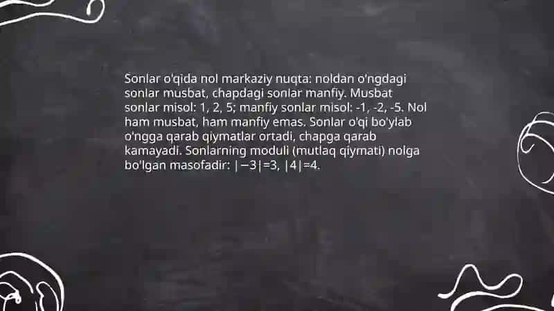 Musbat va manfiy sonlar. Harfiy ifodalar. Geometrik shakllarni sanash 4