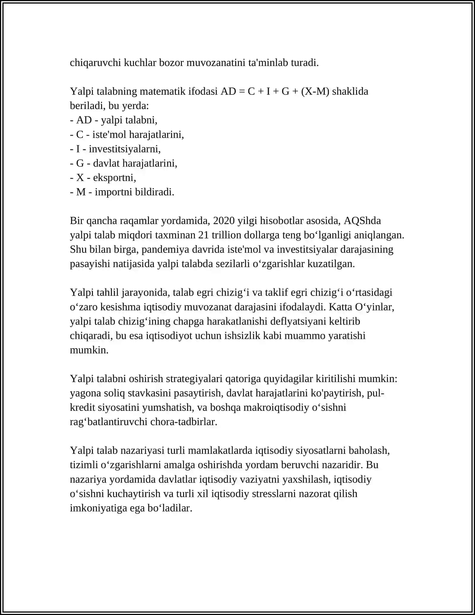 YALPI TALAB VA YALPI TAKLIF NISBATLARI 4