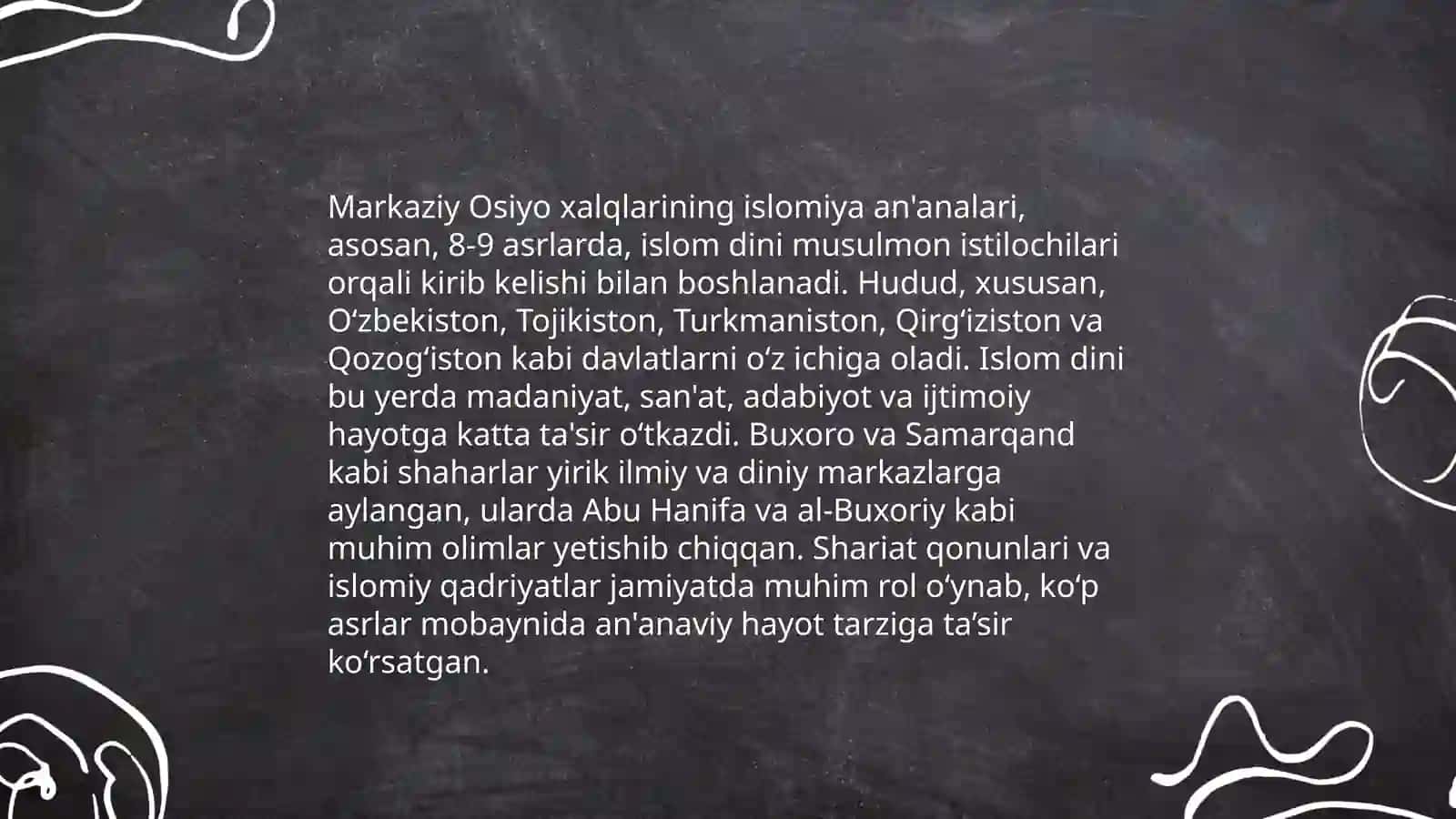 Tavhid e'tiqodi va Markaziy Osiyo xalqlari ma'naviyati. Islom mintaqa madaniyati doirasida milliy ma'naviyatimiz takomili. Sunna bosqichi 4
