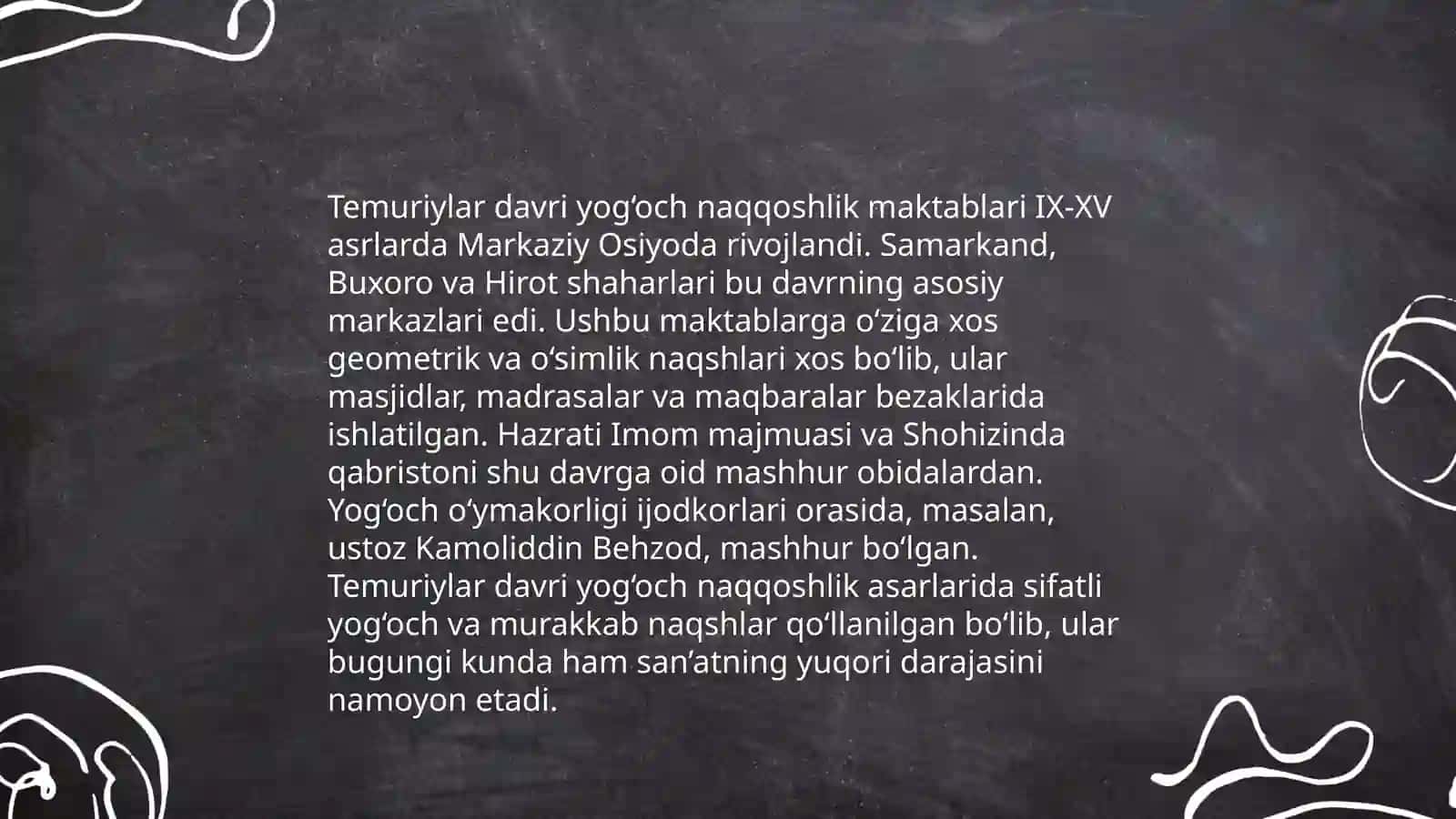 Temuriylar davrida yog‘och o‘ymakorligi sanʼati 4