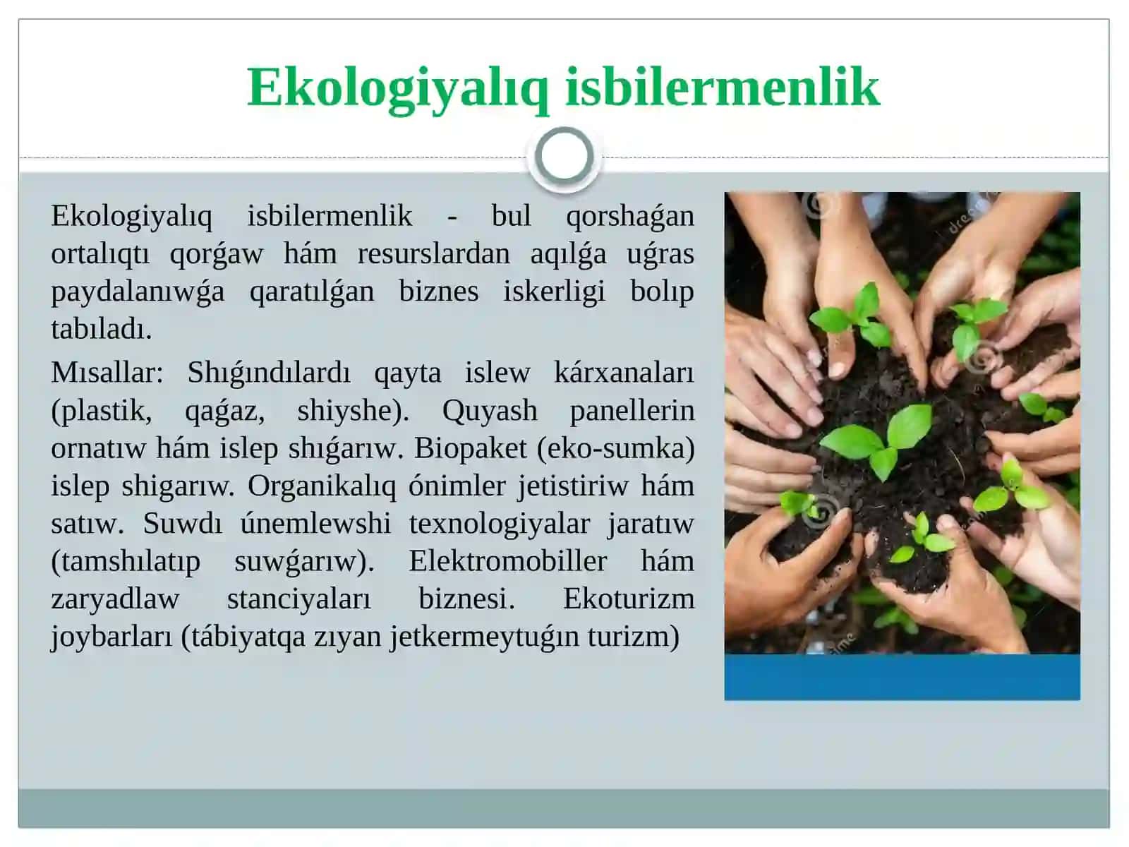 Jasıl biznes hám ekologiyalıq isbilermenlik joybarları 4