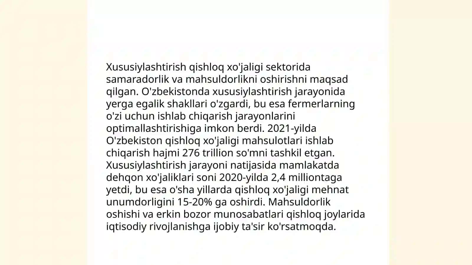 Qishloq xo'jaligiga mo'ljallangan yer uchastkalarini xususiylashtirish 4