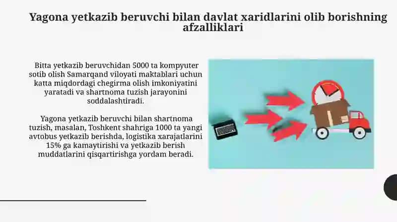 Yagona yetkazib beruvchi bilan davlat xaridini amalga oshirishning afzalliklari 4