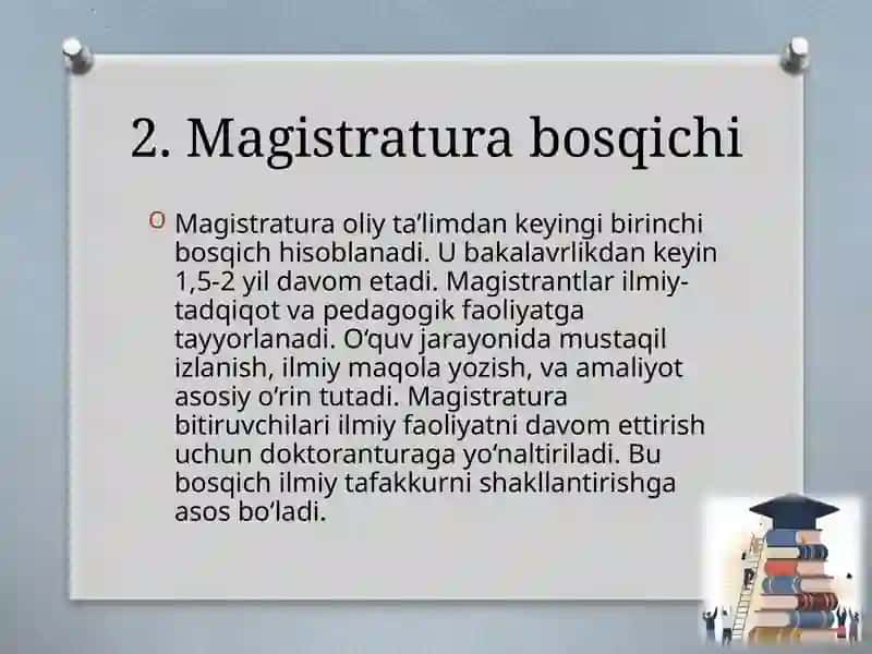 Oliy ta’limdan keyingi ta’lim va ilmiy-pedagogik kadrlar tayyorlash 4