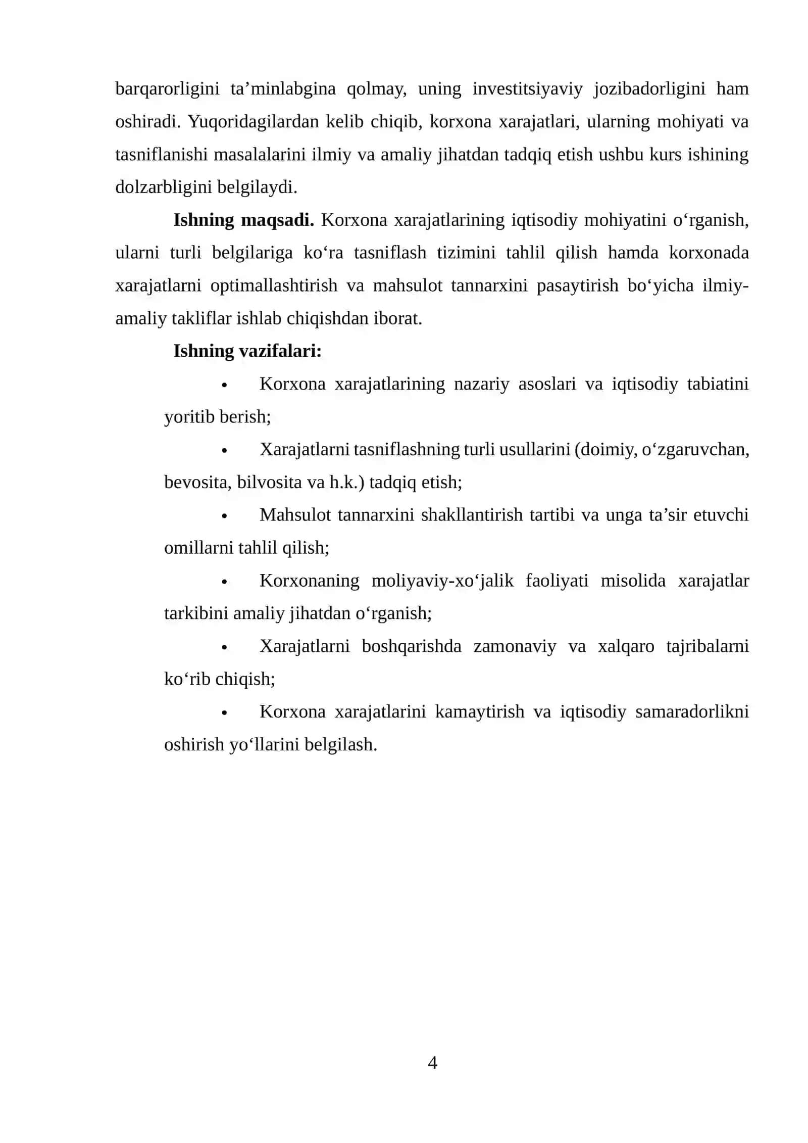KORXONA XARAJATLARINI OPTIMALLASHTIRISH VA IQTISODIY SAMARADORLIKNI OSHIRISH YO‘LLARI 4