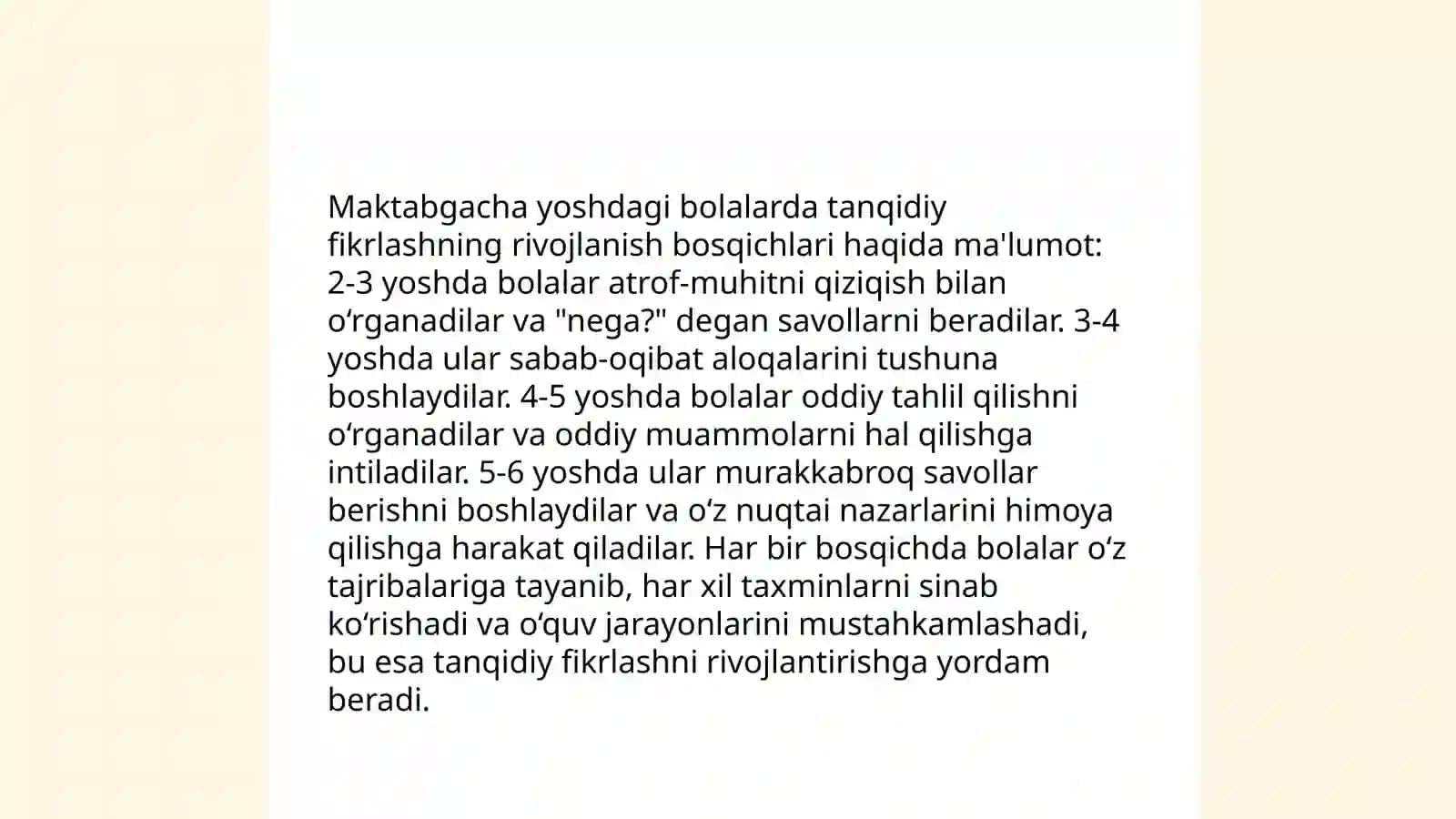Maktabgacha yoshdagi bolalarda tanqidiy fikirlashni rivojlantirish 4