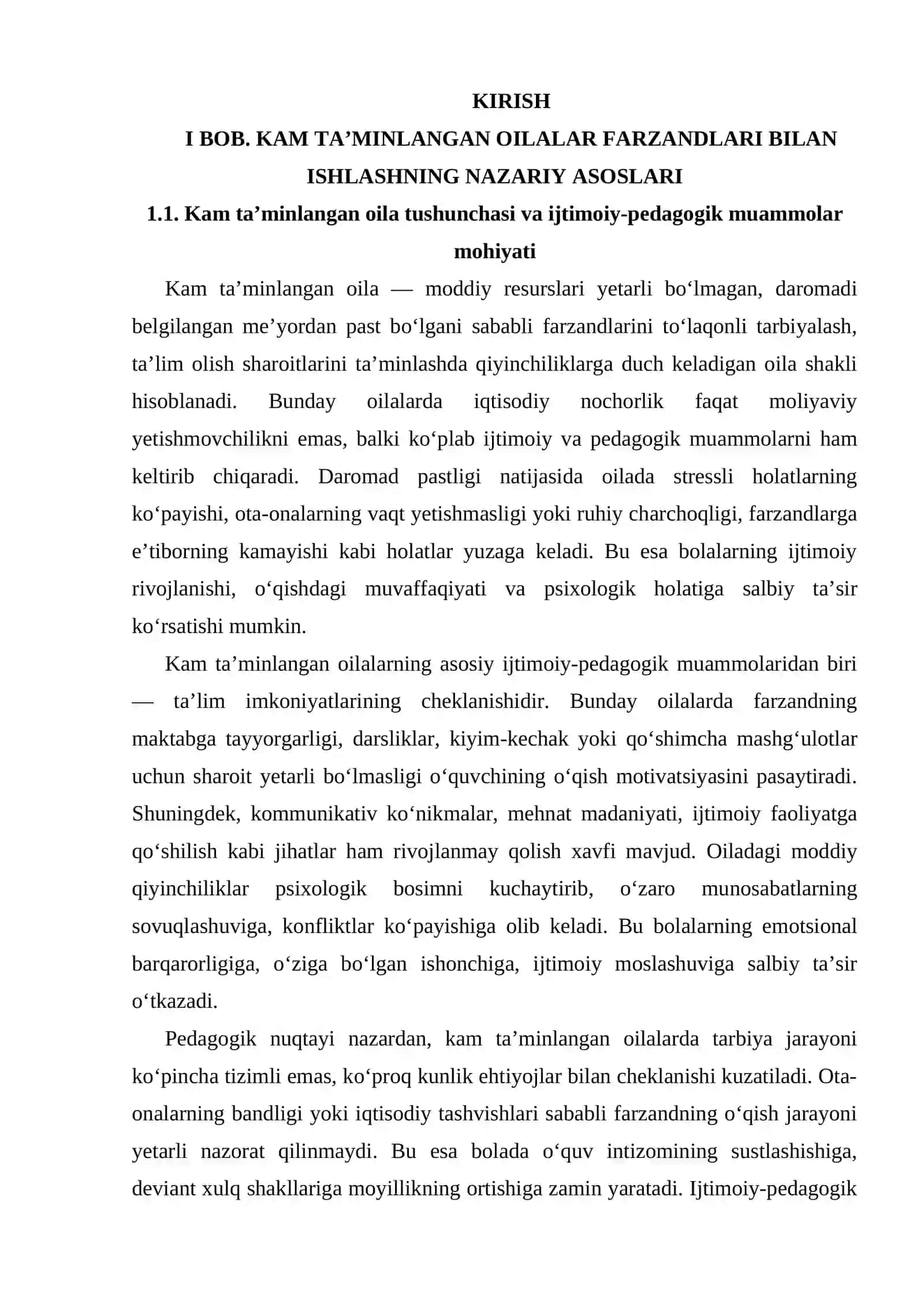 Kam ta'minlangan oilalar farzandlari bilan ijtomoiy pedagogik faoliyat 4