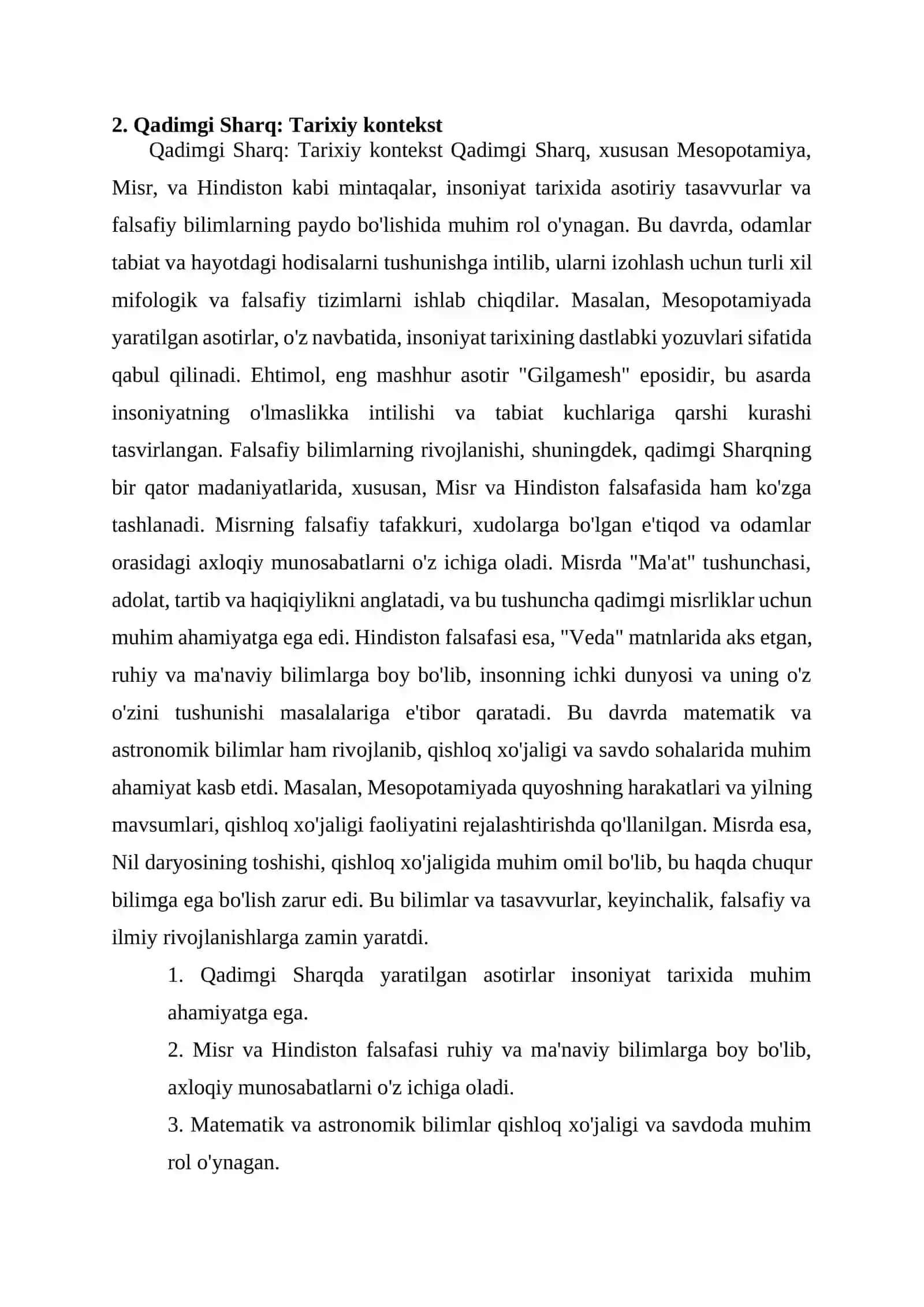 Qadimgi Sharqda asotiriy tasavvurlar va falsafiy bilimlarning paydo bolishi 4