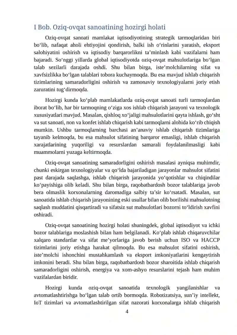 Oziq-ovqat sanoatini modernizatsiya qilish yo‘llari 4