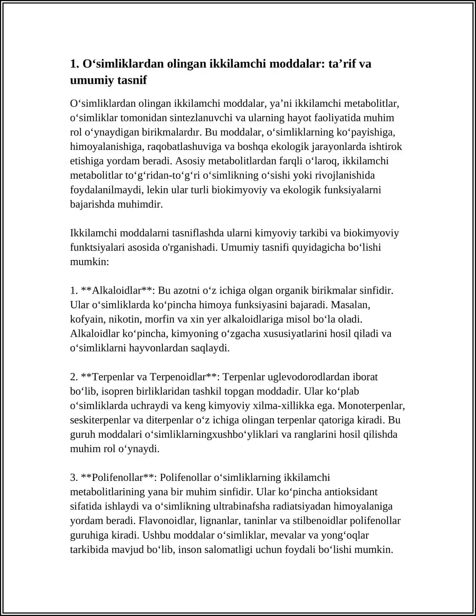 OʻSIMLIKLAR KELIB CHIQISHI IKKILAMCHI BOʻLGAN MODDALAR 4