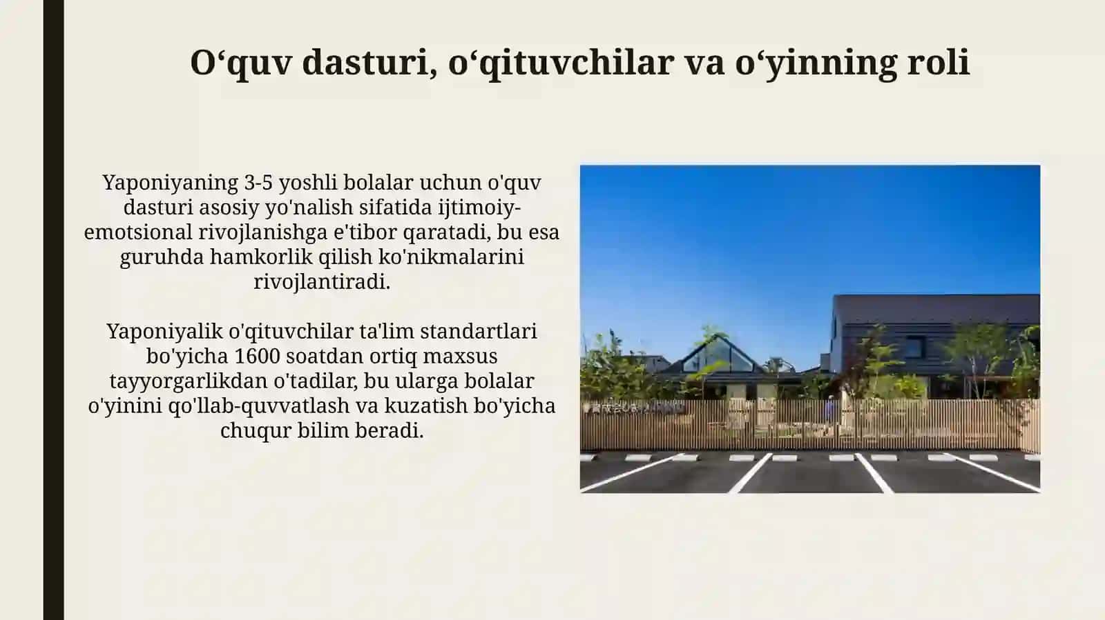 Yaponiya zamonaviy maktabgacha ta`lim tizimi 4