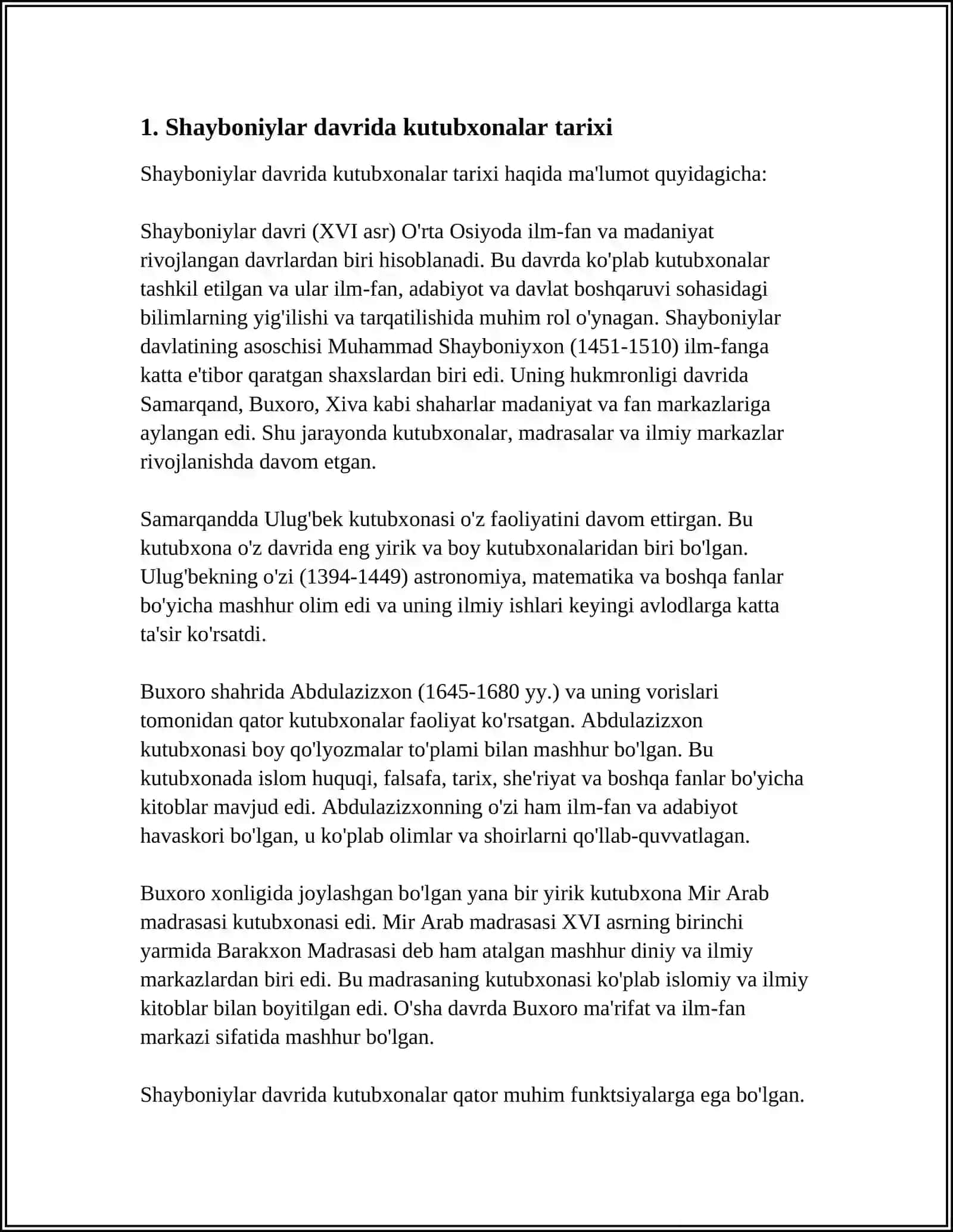 SHAYBONIYLAR VA ASHTARXONIYLAR DAVLATLARIDA KUTUBXONALAR 4