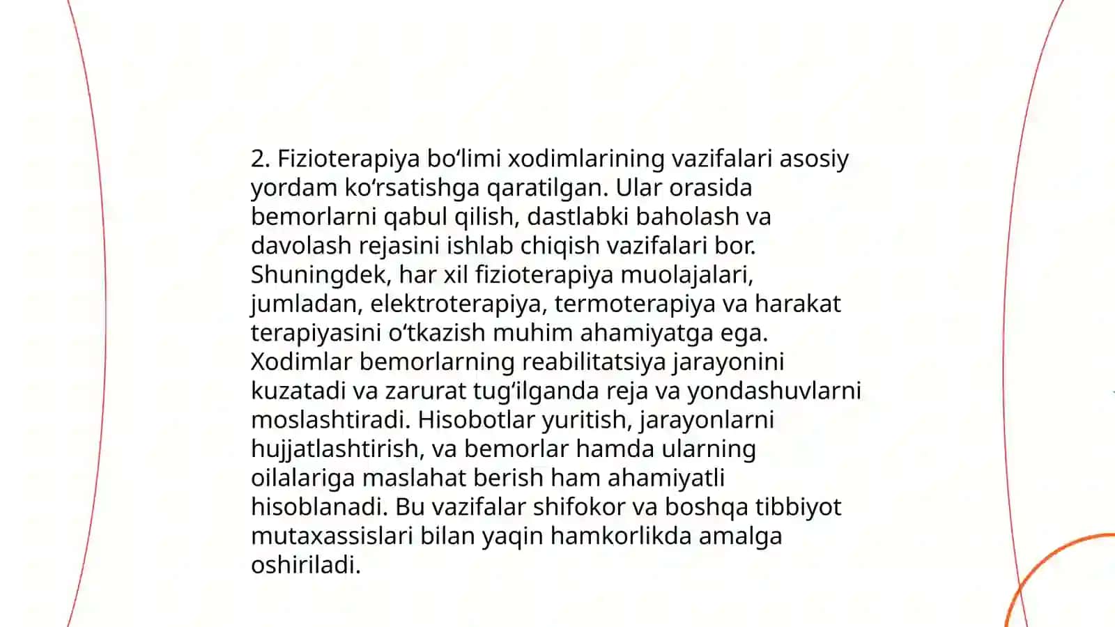 Fizioterapiya boʻlimining tuzilishi va ish tartibi 4