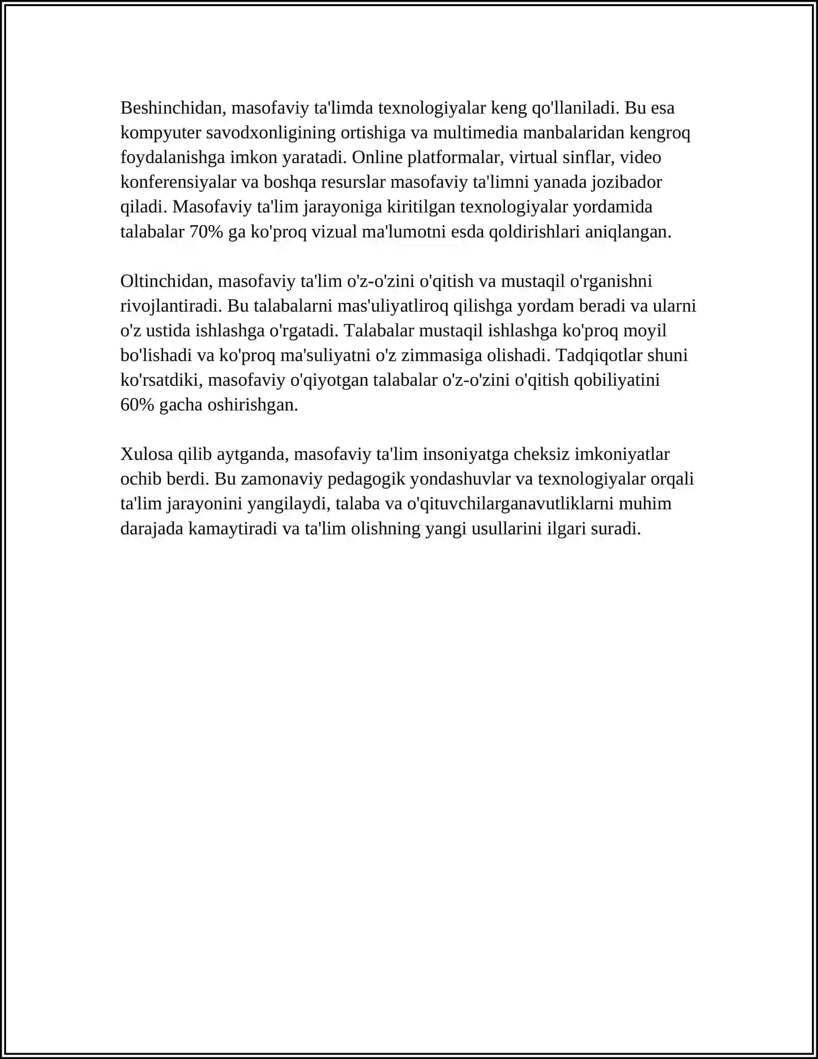 MASOFALI TA'LIM TEXNOLOGIYALARIDAN FOYDALANISH 4