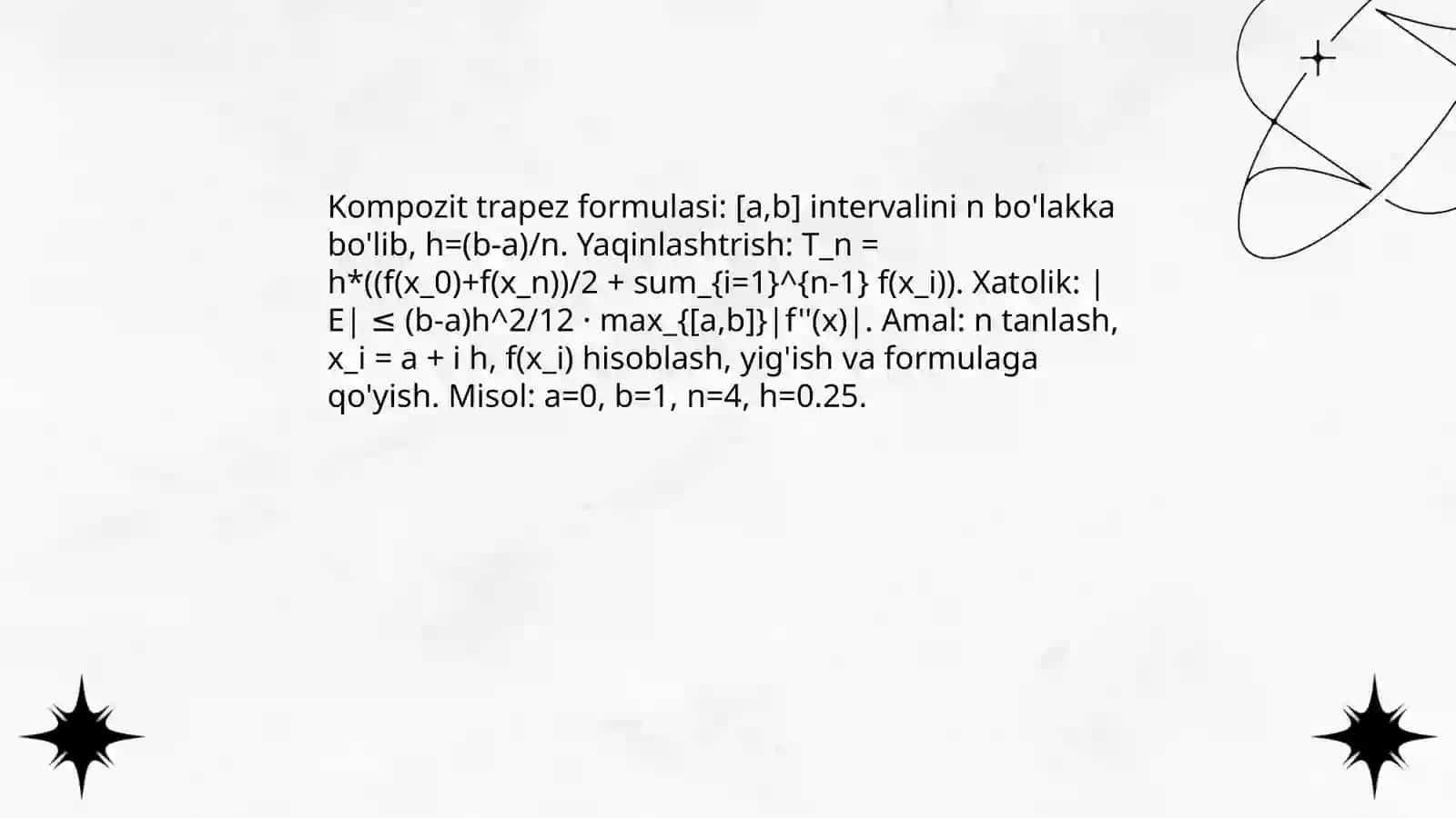Aniq integralni taqribiy hisoblas formulalari mavzusiga doir mashqlar 4