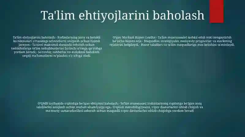 O'Quv Markazi Biznes Loyiha 4