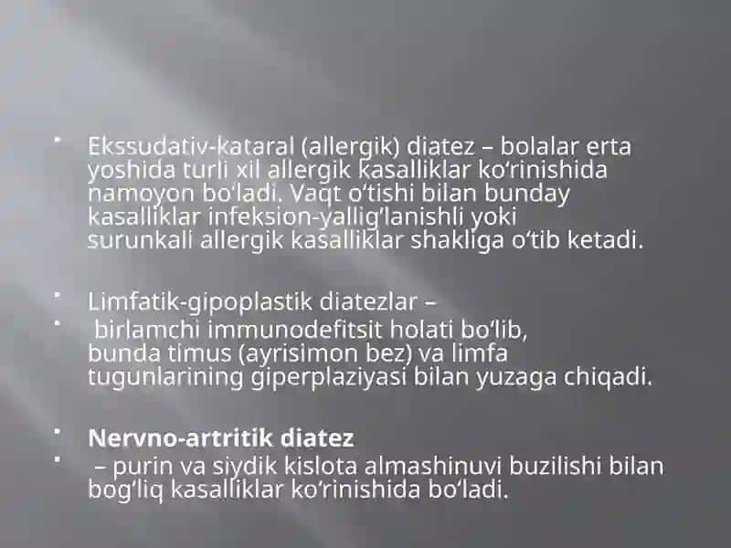 Bolalarda diatezlar – turlari, sabablari, tashxislash va davolash usullari 4