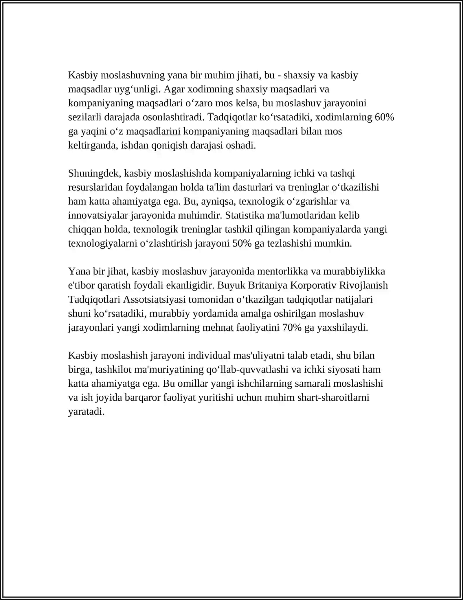 KASBIY MOSLASHISH JARAYONI HAQIDA MUSTAQIL ISH 4