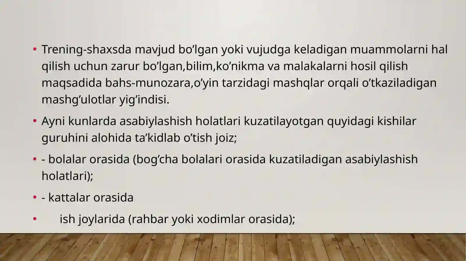 Psixologik trening fanidan mustaqil ishi 4