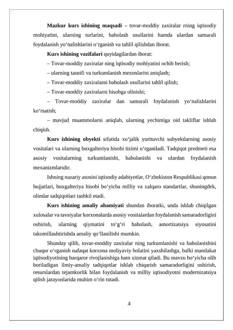 Tovar-moddiy zaxiralar tushunchasi va hisobga olish vazifalari 4