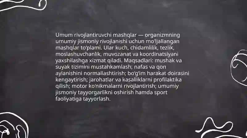 Saf umum rivojlantiruvchi mashqlar gimnastika atamalari 4