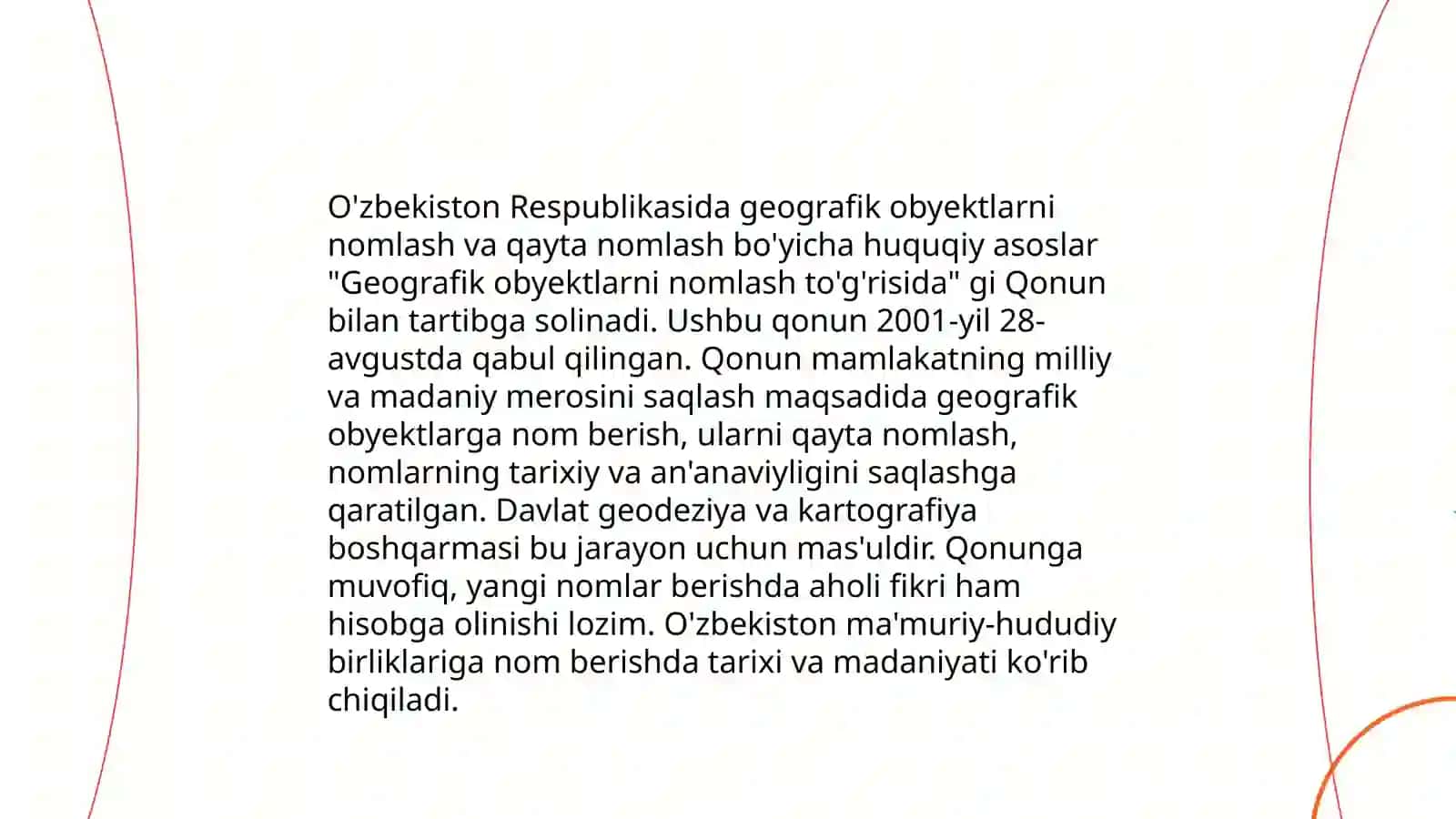 Geografik obyektlarning nomlashga oid huquqiy-me'yoriy hujjatlar va ullarni amaliyotga qo'llash 4
