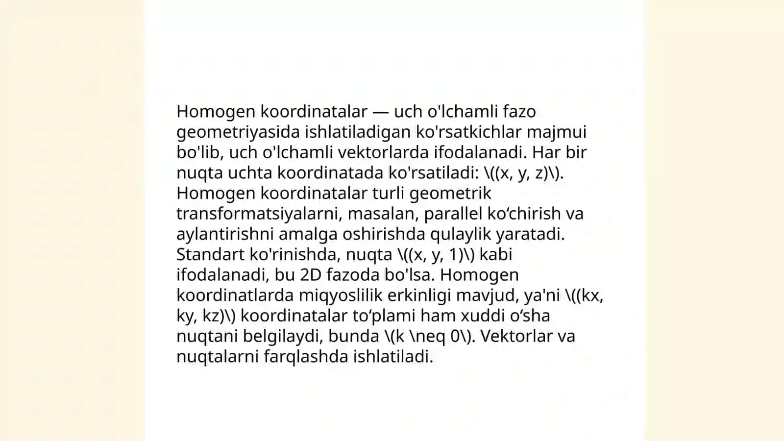 Proyektiv tekislik va proyektiv fazo 4