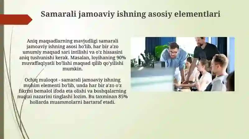 Samarali jamoaviy ishning asosiy elementlari 4