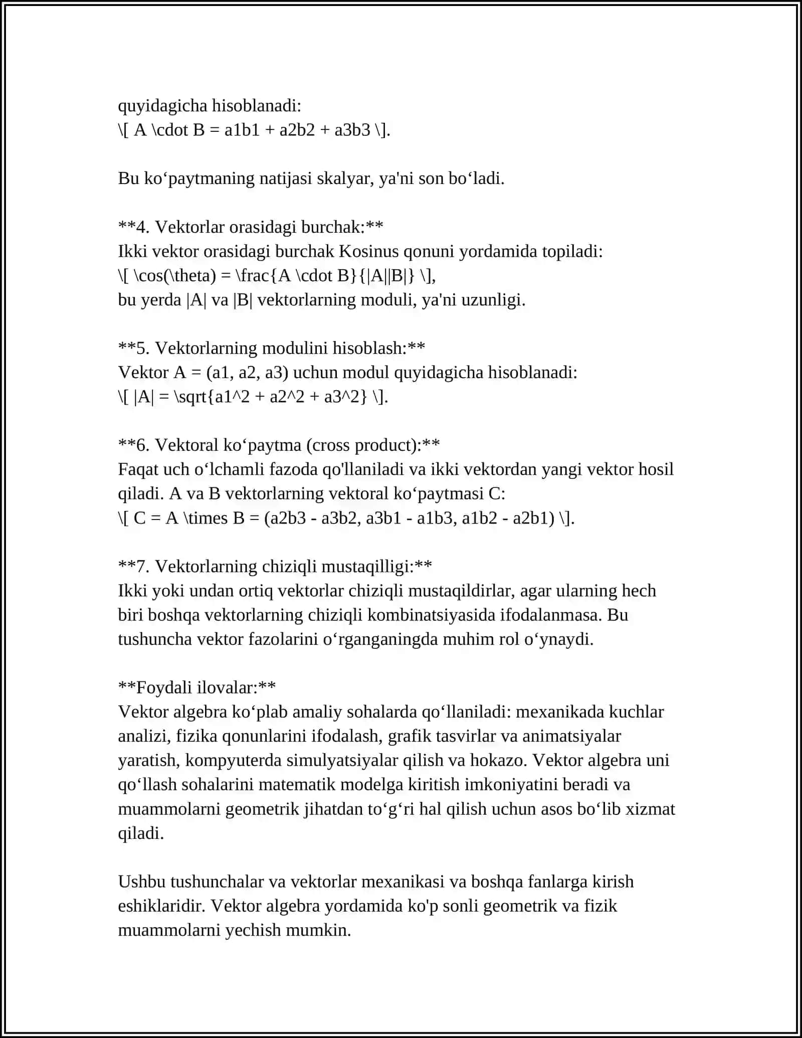 FAZODA TEKISLIKNING VEKTOR UMUMIY NORMAL TENGLAMALARI 4