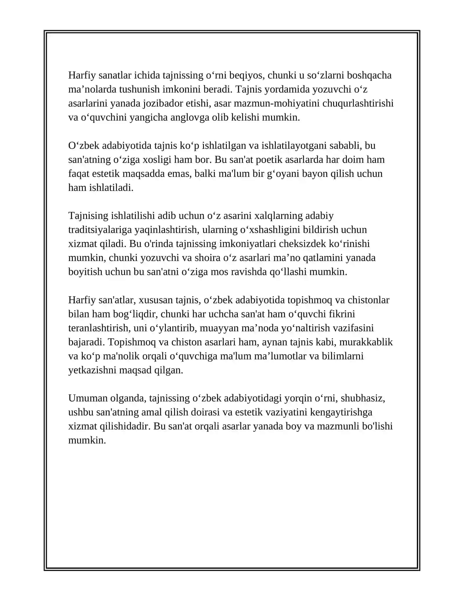 HARFIY SAN'ATLAR:TAJNIS,TOPISHMOQ, CHISTON 4