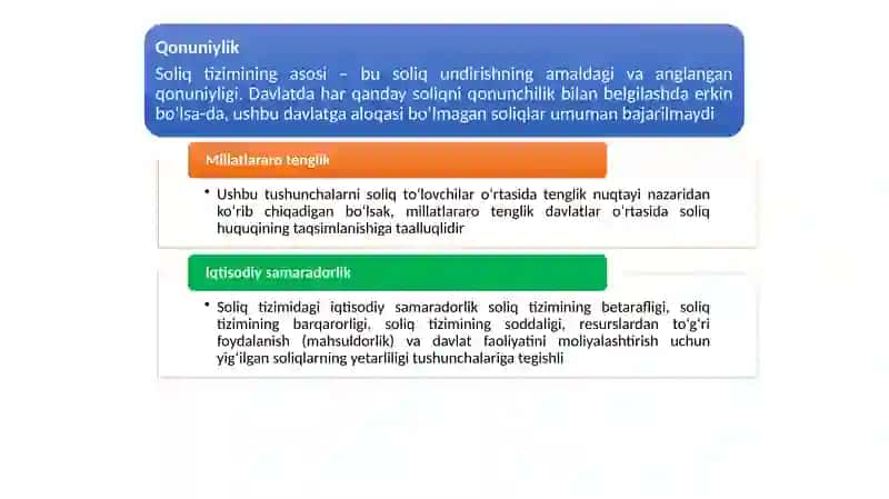 Soliq siyosatida adolatni aniqlash mezonlari 4