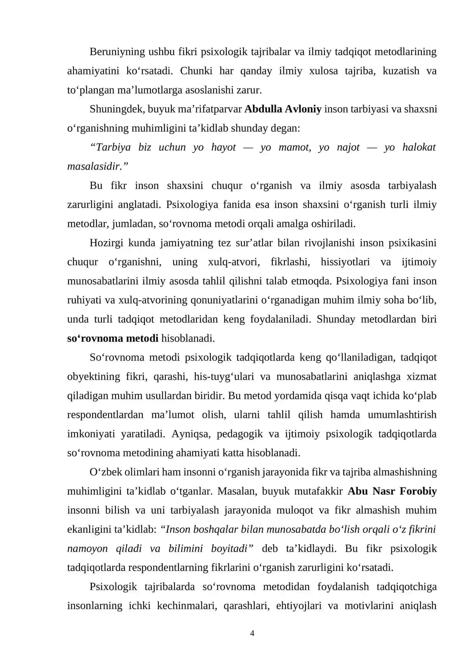 PSIXOLOGIK TAJRIBALARDA SO‘ROVNOMA METODLARI 4