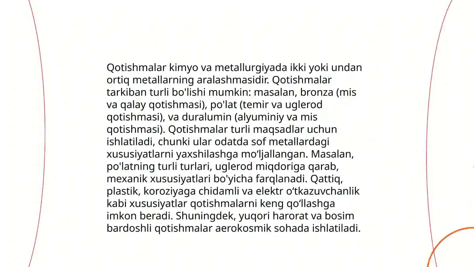 Metallar va qotishmalar mavzusiga doir masalalar yechish 4