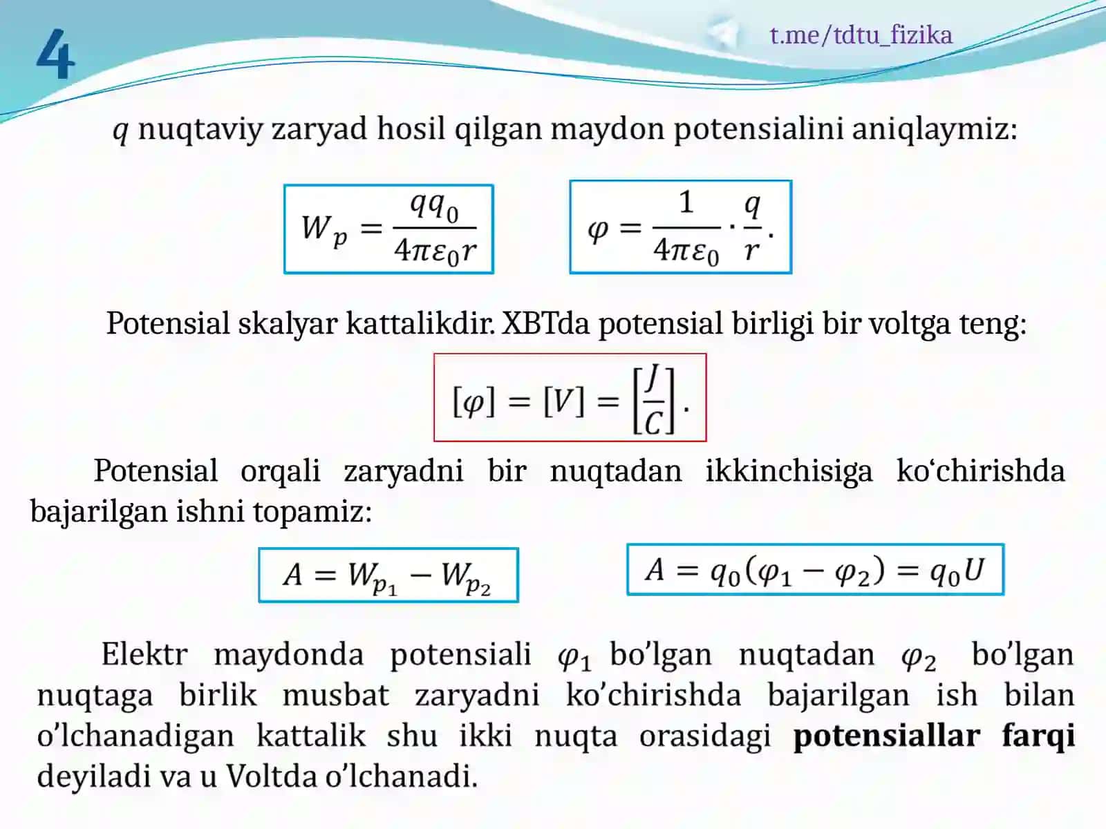 ELEKTROSTATIK MAYDON POTENSIALI 4