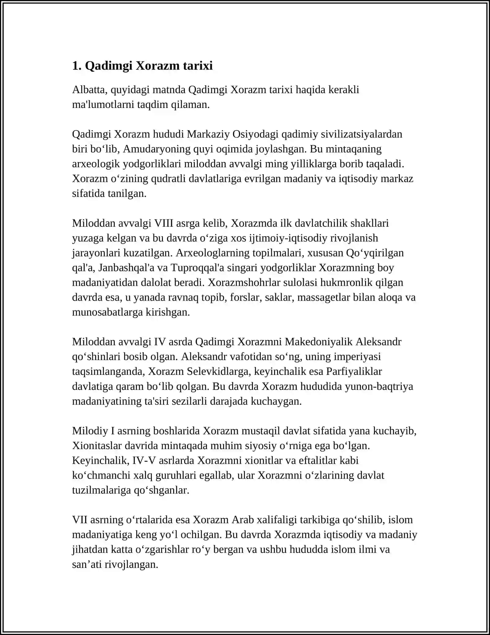 QADIMGI XORAZM YODGORLIKLARI VA ULARNING URGANILISHI 4