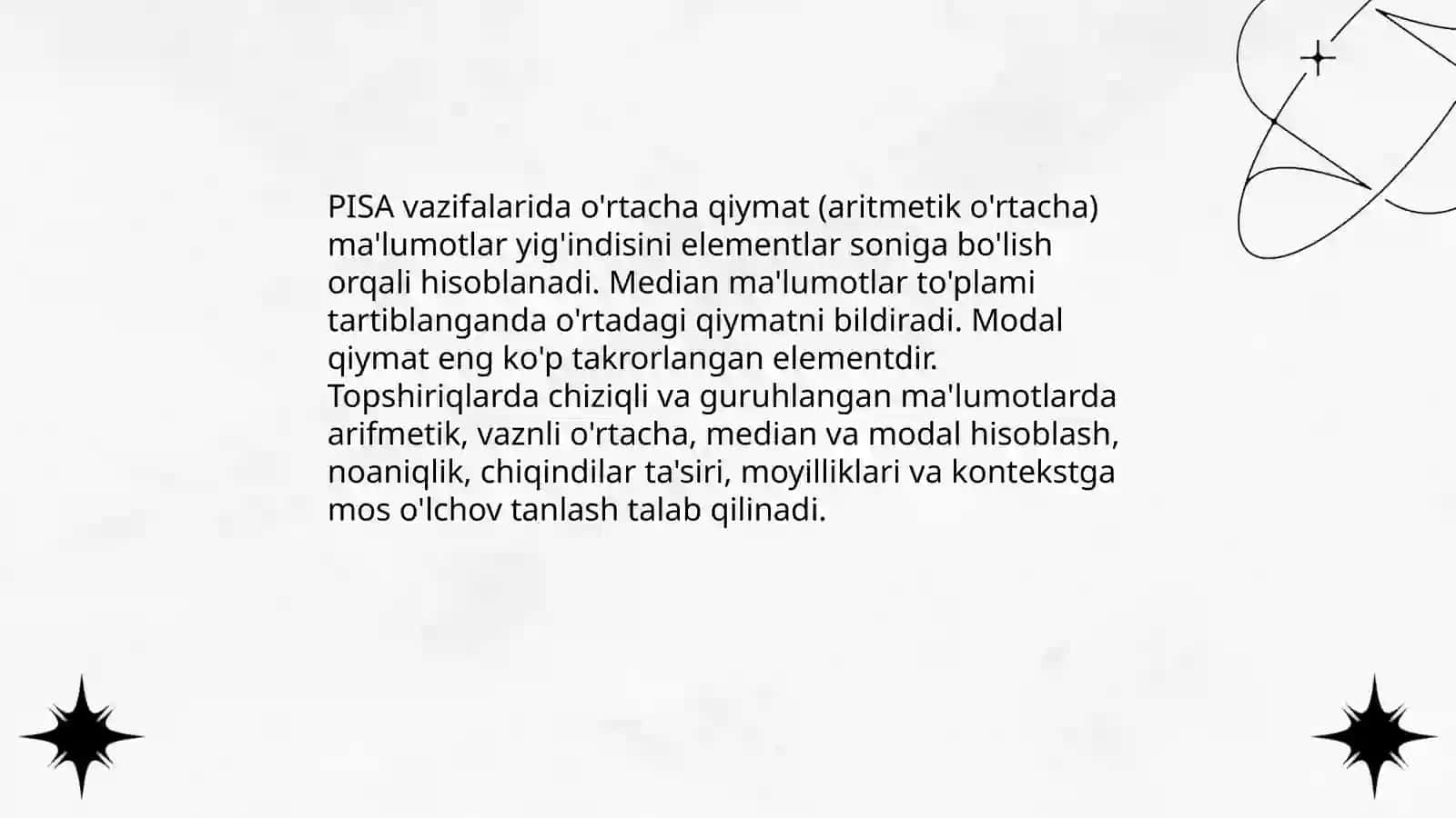 Pisa xalqaro baholash dasturida "Maʼlumotlar va noaniqlik " mazmun sohasiga oid topshiriqlar 4